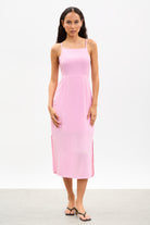 Pink cross tie back strappy dress_1