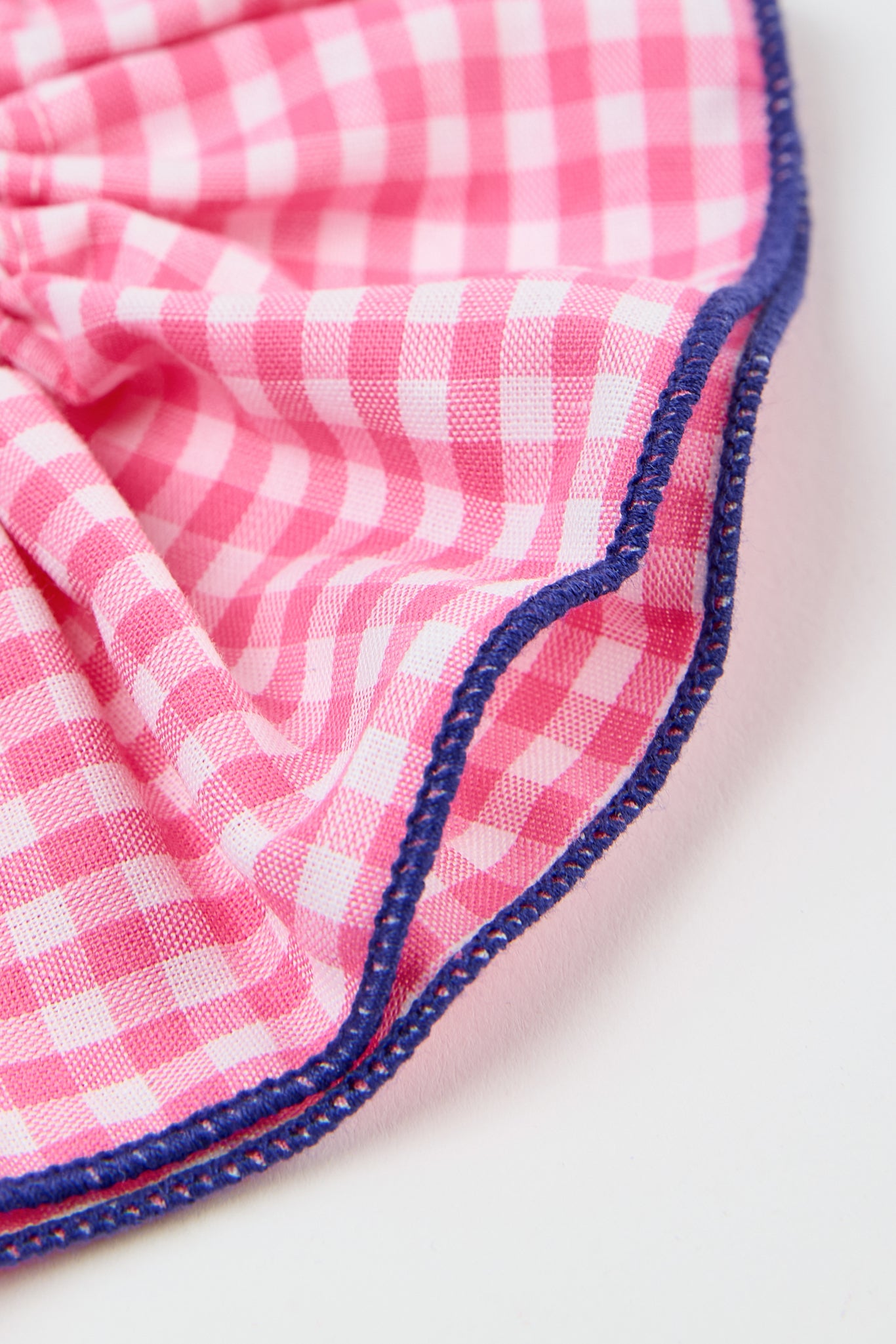 Pink gingham and navy trim scrunchie_2