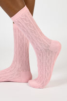 Pink mesh cableknit socks_1