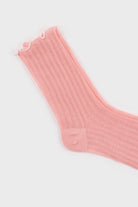 Pink ribbed white ruffle trim socks_3