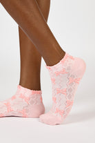 Pink semi sheer bow pop socks_3