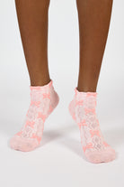 Pink semi sheer bow pop socks_4