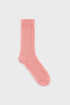 Pink semi sheer dotted diamond socks_3