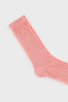 Pink semi sheer dotted diamond socks_4
