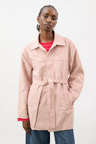 Pink vegan suede belted jacket_1