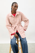 Pink vegan suede belted jacket_6
