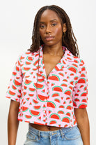 Pink watermelon salad short sleeved shirt_1