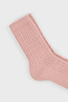 Pink wool blend cableknit socks_2