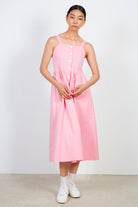 Pink gingham button front dress_1