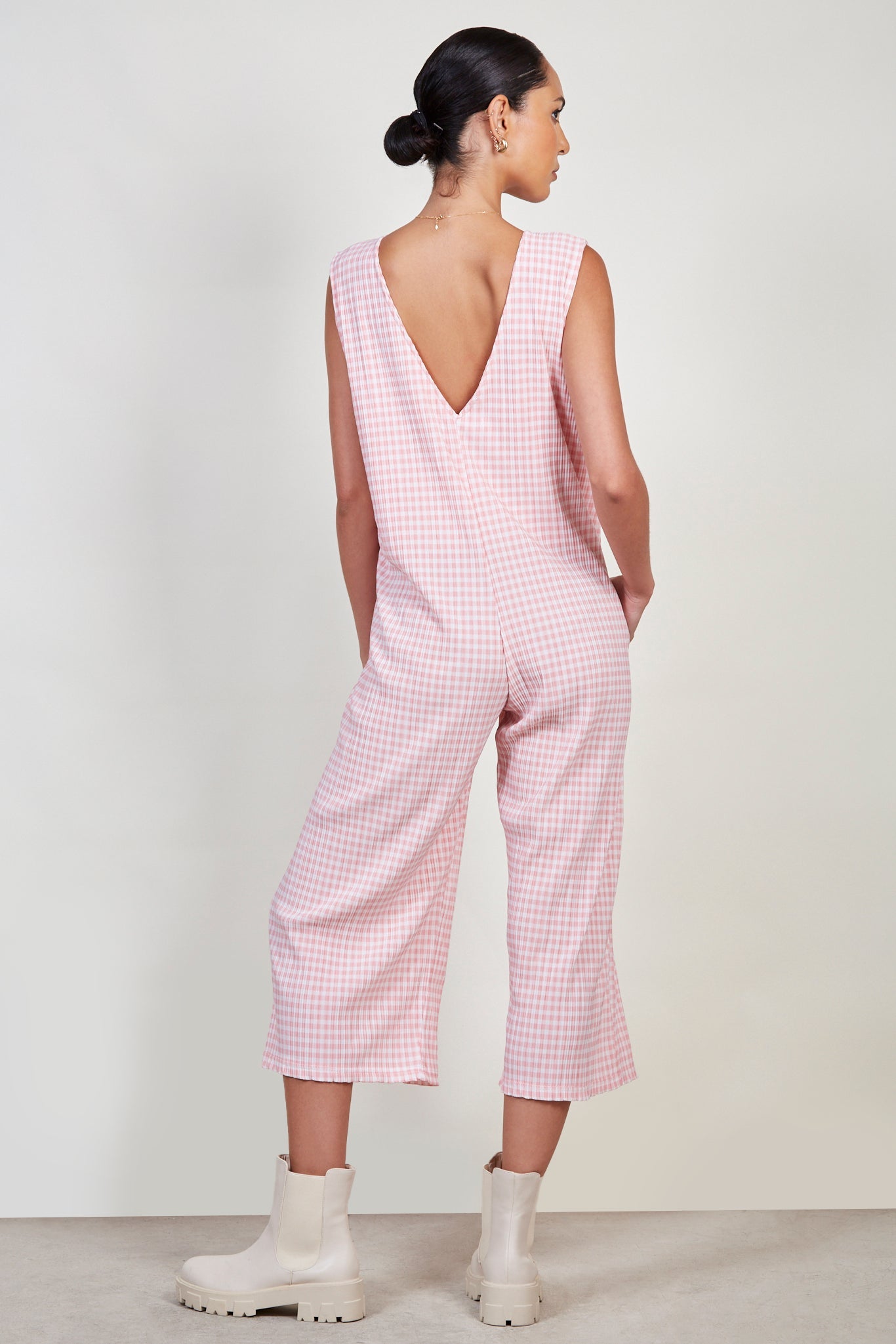 Pink gingham jumpsuit