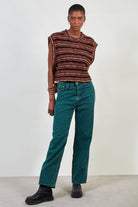 Pink multicolour striped knit vest_2