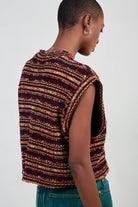 Pink multicolour striped knit vest_3