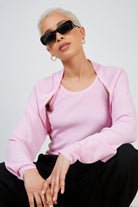 Pink slit sleeve knit top_6