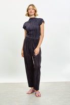 Purple and brown micro ribbed pleated trousers_4