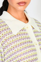 Purple and white knit short sleeved polo_3