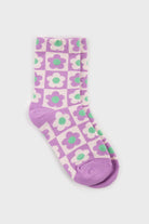 Purple daisy checkered socks_2