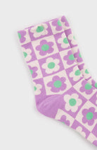 Purple daisy checkered socks_3