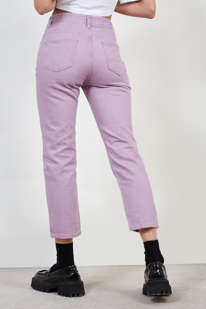 Pale purple recycled cotton blend jeans