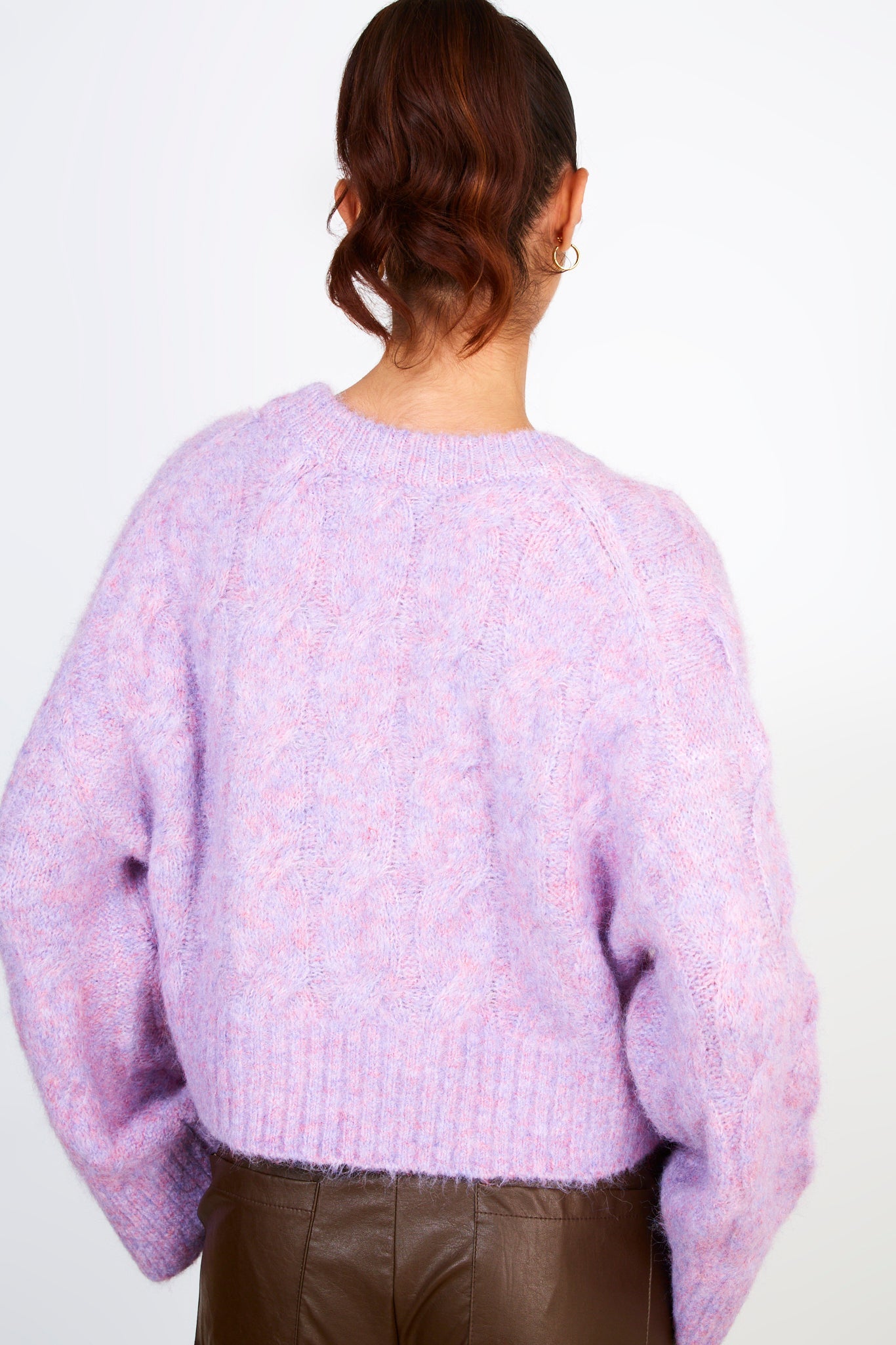 Purple wool blend cableknit jumper