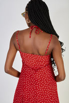 Red and white floral print pull bodice maxi dress_3