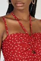 Red and white floral print pull bodice maxi dress_4