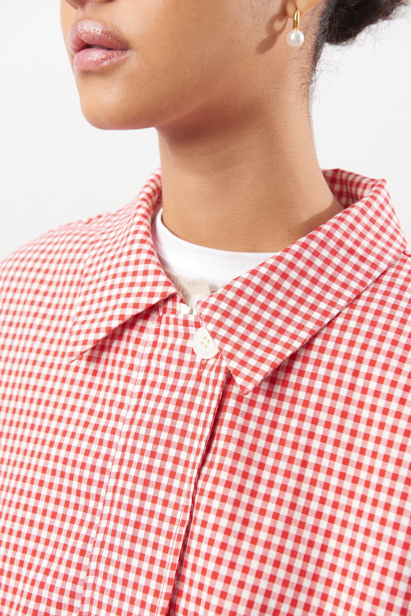 Red and white gingham collared jacket_4