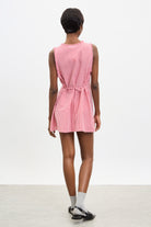 Red and ivory gingham ruffle trim mini dress_2