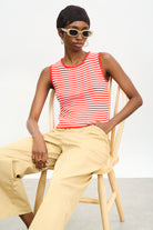 Red and white striped knit vest_4