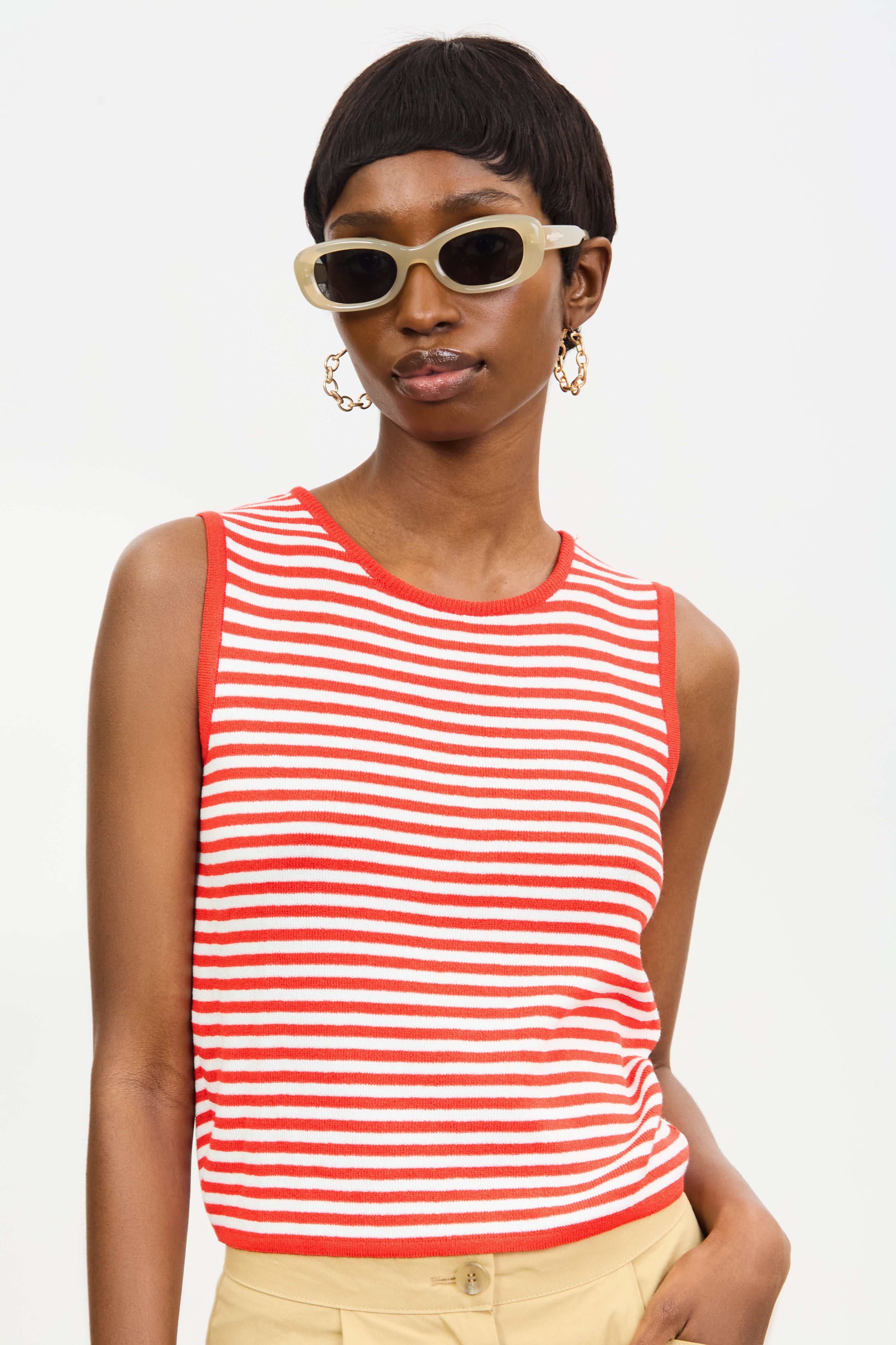 Red and white striped knit vest_1