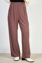Red brown smart pleated trousers_1