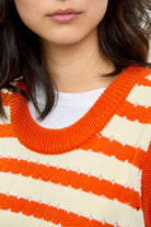 Red orange and white striped sweater vest_3