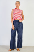 Red pink and white striped knit tank_4