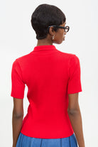 Red ribbed knit short sleeved polo_2
