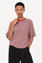 Red and grey contrast trim tee_1