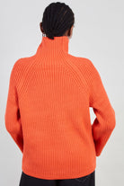 Red orange shaped thick rib turtleneck jumper_2