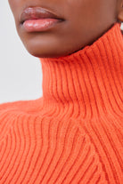 Red orange shaped thick rib turtleneck jumper_4