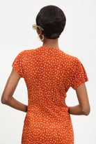Rust orange and ivory polka dot ribbed short sleeved top_2