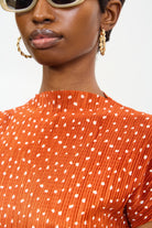 Rust orange and ivory polka dot ribbed short sleeved top_3
