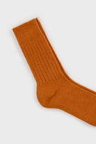 Rust orange ribbed alpaca blend socks_2