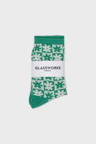 Green and white daisy checked socks_4