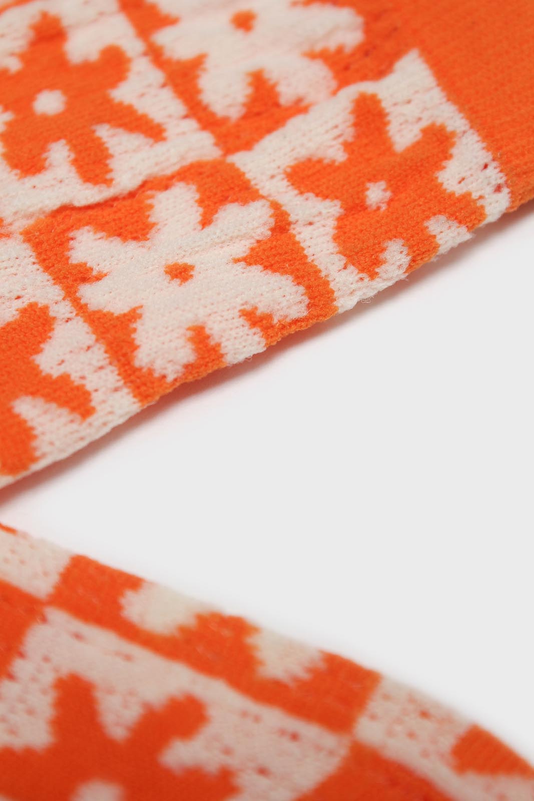 Orange and white daisy checked socks_2