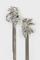Silver jagged metal diamante multistrand drop earrings_2