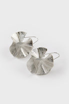 Silver organic leaves hoop earrings_1
