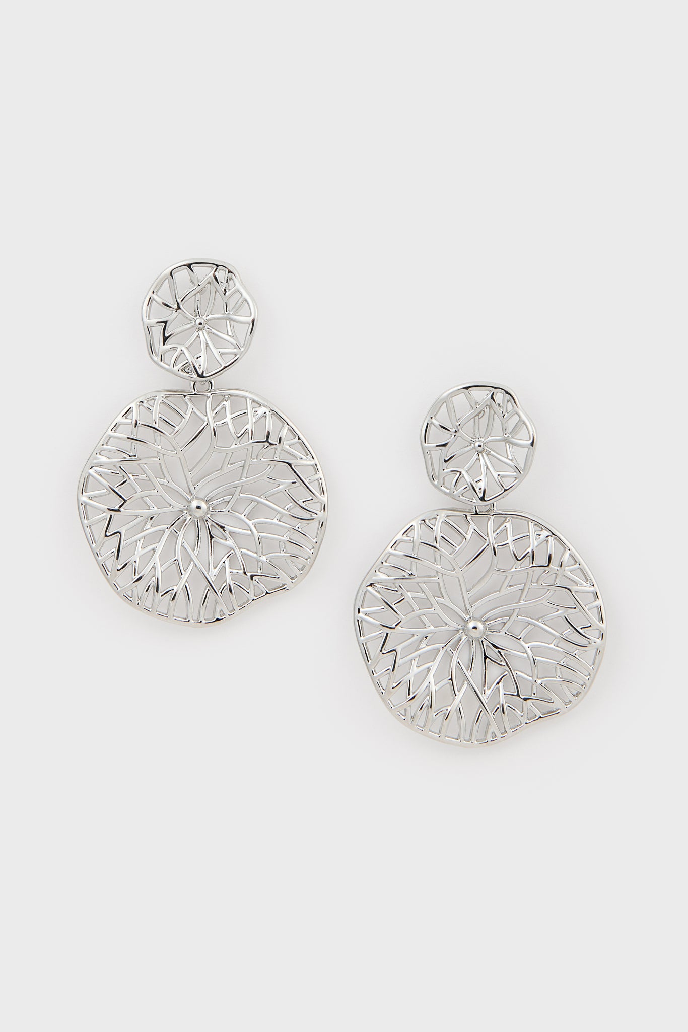 Silver organic lines double drop earrings_1
