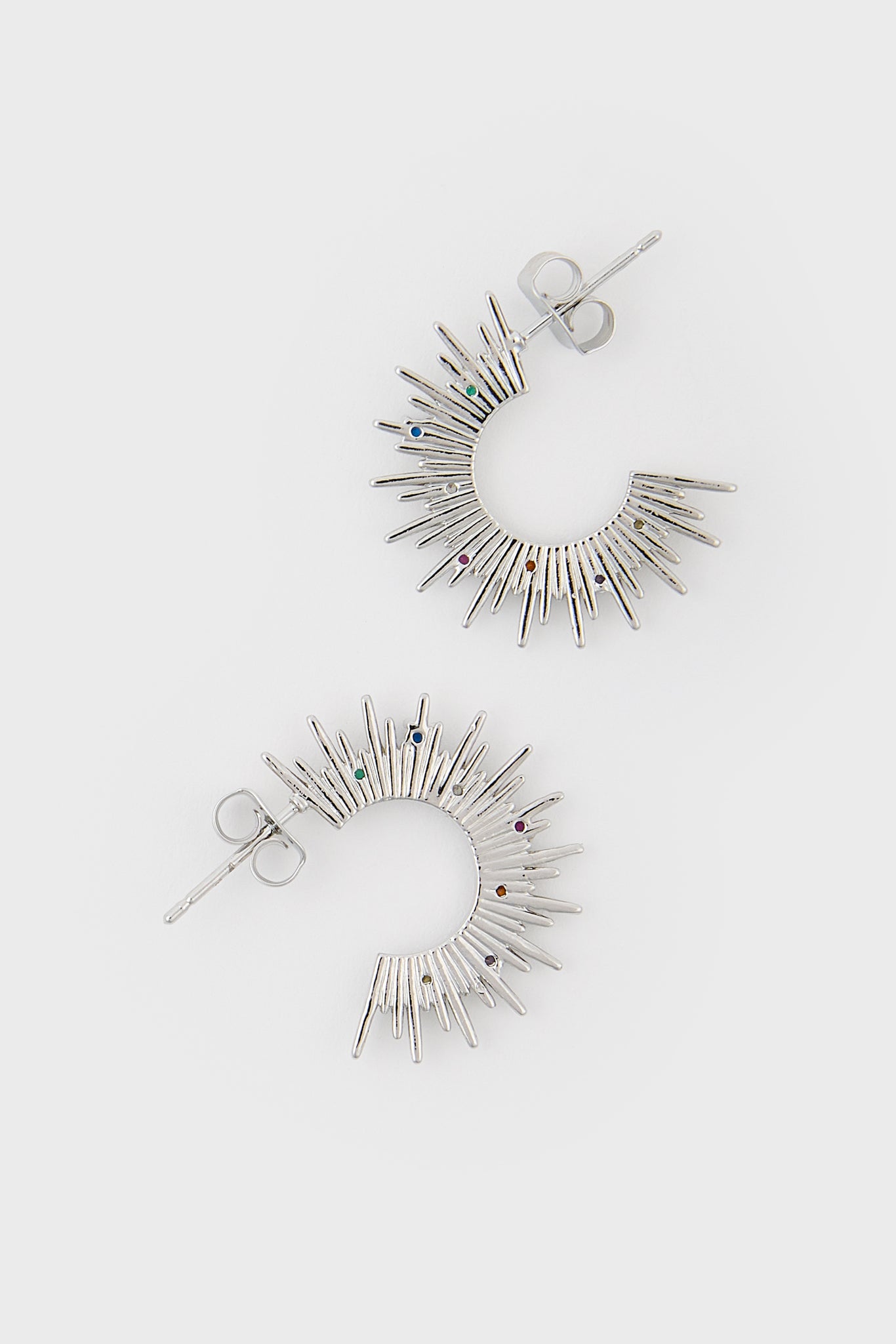 Silver rainbow diamante sun burst hoop earrings_2