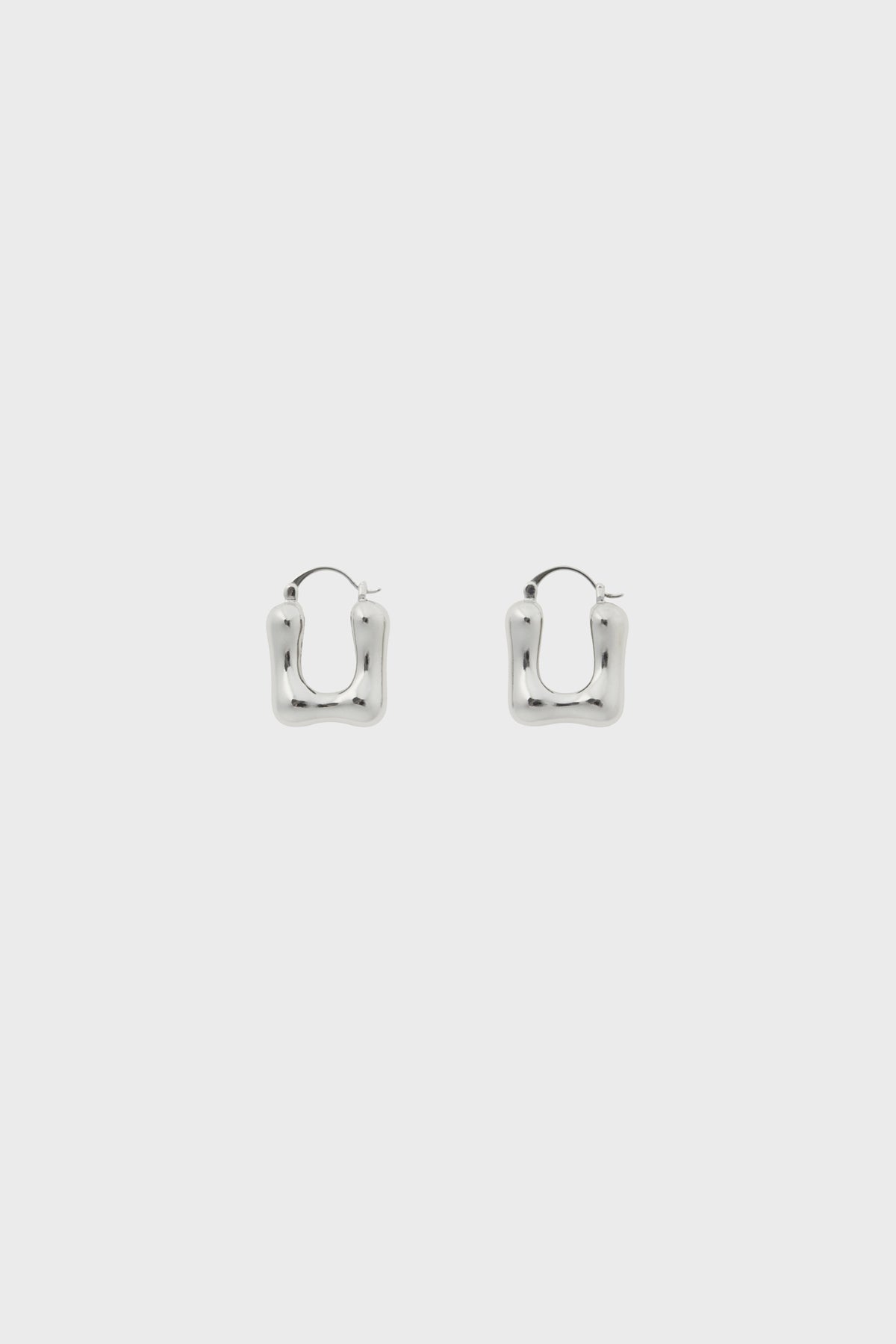 Silver rounded square mini hoop earrings_1