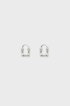 Silver rounded square mini hoop earrings_1