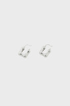 Silver rounded square mini hoop earrings_2