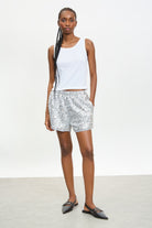 Silver sequinned shiny shorts_4