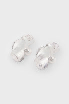 Silver single pearl half flower earrings_2